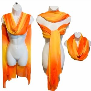 Beautiful Large Ombre Versatile Wear Chiffon Sheer Scarf